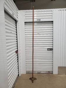 lot 35 image: Vintage Cast-Iron Flag Stand - Copper Column & Ball Finial