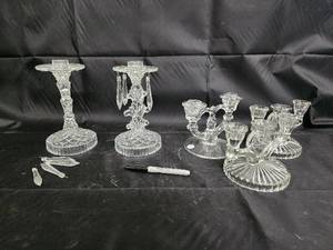 lot 51 image: Crystal Glassware Collection - Candlesticks, Decanters, Vases & More