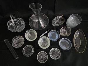 lot 79 image: Crystal Cut-Glassware Assortment - Bowls, Decanter, Carafe, Basket