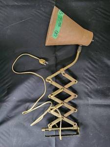 lot 94 image: Vintage Adjustable-Arm Desk Lamp with Brown Cone Shade