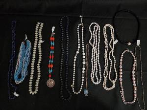 lot 112 image: Beaded Necklaces - Pearl Strands, Turquoise Beads & Pendant Charms