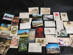 lot 115 image: Vintage Postcards Collection - Assorted Greeting, Scenic, Floral & Train Cards