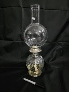 lot 117 image: Williams Glass Hurricane Oil Lamp with Swirl Base