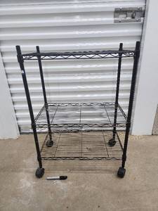 lot 169 image: Black 3-Tier Wire Shelving Rack on Casters - Mobile Storage Shelf