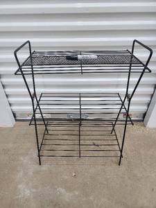 lot 172 image: Wire Shelf Rack - 2-Tier, Black Metal