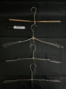 lot 177 image: Assorted Stainless Steel Wire Hangers Set with Wooden Rod