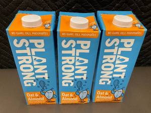 lot 215 image: Plant Strong Oat & Almond Plant-Based Milk 32 fl oz (946 mL) - 3 Pack