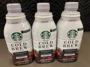 lot 310 image: Starbucks Cold Brew Coffee Concentrate Signature Black Sweetened 32 oz (1 Qt) - 3-Pack