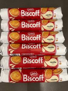 lot 328 image: Lotus Biscoff Vanilla Flavor Sandwich Cookies - 6 Packs (Lot of 6)