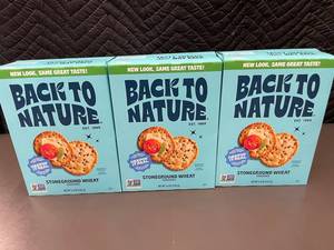 lot 341 image: Back to Nature Stoneground Wheat Crackers, 3 Boxes (5 oz Each), Best by Sept 2025