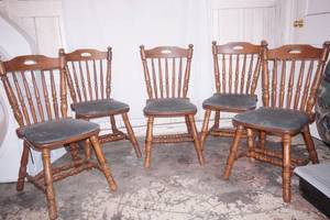 (6ct) wooden padded dining room chairs