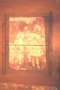 vintage decorative wall plaque 12x15 Sweethearts
