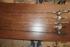 Vintage Fishing Rods & Reels. Vintage Fishing Poles (one has a vintage metal rod)