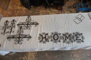 Metal Decor, Plate Racks, Small Wire Shelves. H-O-M-E & 2 Cross Plant Holders
