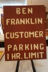 Vintage Wooden Ben Franklin Sign 18x24