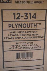 Gerber Wall Hung Lavatory. 12-314 Plymouth