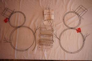 Metal Snowman figures and 4 Shower Caddies