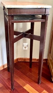 Marble-Top Console Table & Dark Wood Base