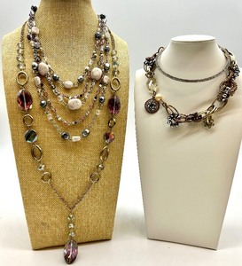 La Sophia Crystal Necklace Set - Multi-Strand Bead & Pearl Layered Jewelry