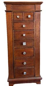 Jewelry Armoire with Mirror Lid - Wood Cabinet