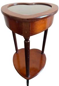 Heart-Shaped Jewelry Box on Pedestal - Glass Top, Velvet Interior, 15x15x29