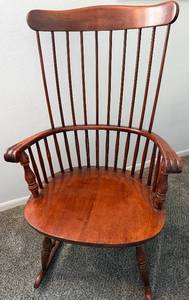 Vintage Windsor Rocking Chair - Spindle Back, Curved Arms