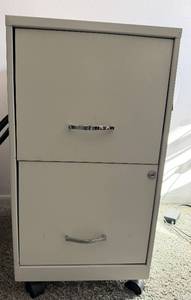 Two-Drawer Metal Filing Cabinet on Casters - 18x14x26