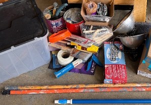 Assorted Tools & Hardware - Sanding Drum Kit, Artist Brushes & Tape