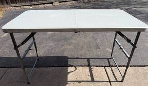 Office Star Folding Table - Gray Top, Collapsible Metal Frame