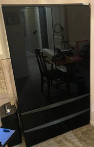 Black High-Gloss Wardrobe Cabinet - 2-Doors, 2 Drawers