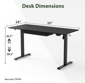 Agilestic Height-Adjustable Standing Desk Set 55in L x 24in D, 28.345.7in Height