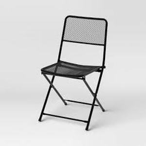 lot 12 image: Metal Mesh Outdoor Portable Patio Folding Chair Black - Room Essentials