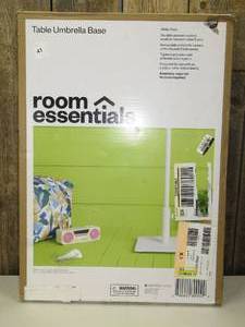 lot 41 image: 25lbs Steel Square Outdoor Patio Market Umbrella Bases White - Room Essentials