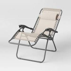 lot 35 image: Zero Gravity Outdoor Portable Folding Lounge Chair Tan - Room Essentials
