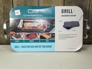 lot 57 image: Charbroil Deep Dish and Cutting Board Stainless Steel Heat-Resistant Grill Topper BlackSilver