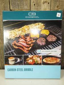 lot 73 image: Charbroil Carbon Steel Heat-Resistant Griddle Stone Grill Topper Silver