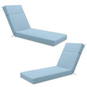 lot 79 image: 80 in. x 26 in. x 4 in. ( 2-Pack ) Outdoor Water-Resistant Replacement Chaise Lounge Seat Cushion Sky Blue
