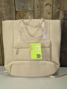 lot 83 image: ALL IN MOTION FAUX NEOPRENE TOTE BACKPACK - TAN