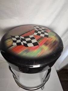 Mancave Racing Flag Shop Stool