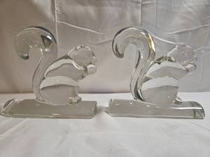 Vintage Barth Art glass Squirrel figure bookends