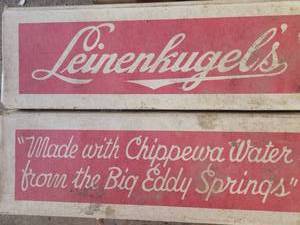 Vintage 24 case of Leinenkugels bottles AND 2 boxes of vintage beer cans
