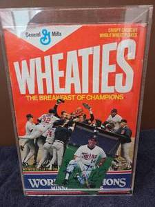 Twins World Champions Wheaties Box Signed Kent Hrbek picture