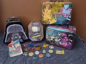 Pokemon Tins & Star Wars Tin - Lot of 4 tins plus accessory pieces