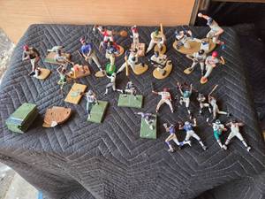 Vintage Sports figures with turf and home plate standsbases - Lot of 34 pieces