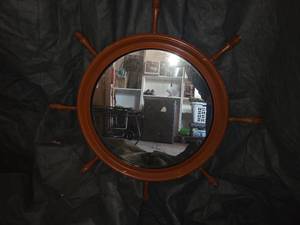 Vintage NKlaus Wooden Steering Wheel Mirror designed for Nautical wheel decoration