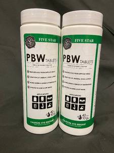 lot 42 image: Five Star PBW Tablets - Alkaline Cleaner, 2 Bottles (80 Tablets)