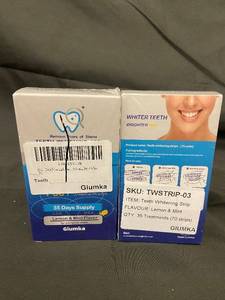 lot 63 image: GIUMKA Teeth Whitening Strips TWSTRIP-03 Lemon & Mint - 35 Treatments (70 Strips) (Lot of 2)