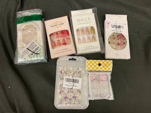 lot 107 image: Nail Art Supplies - Assorted False Nails, Decals & Beads (Lot of 6)