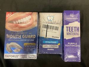 lot 155 image: Figtorus Mouth Guard - Giumka Teeth Whitening Strips - Purple Teeth Whitening Toothpaste