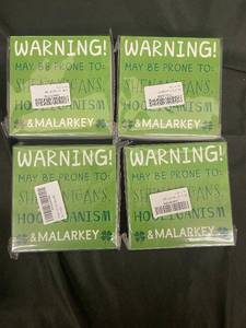 lot 158 image: Shenanigans & Malarkey Coasters - Green Warning Box (Lot of 4)